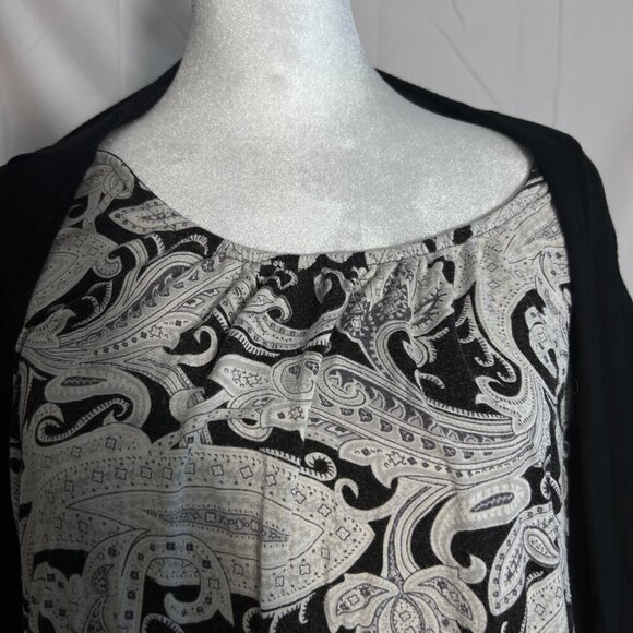 Croft & Barrow Pull Over Top Size 2X Gray White Black - Picture 2 of 5